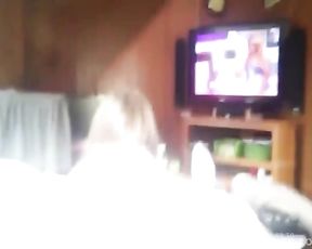 Fingering hairy twat of my ex while she watching TV