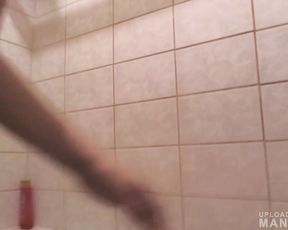 She cleans her pussy well while taking shower