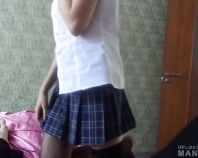 A guy banging young redhead in schoolgirl uniform (Part 2)