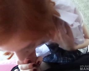 A guy banging young redhead in schoolgirl uniform (Part 2)